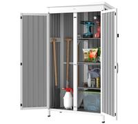 Outsunny Outdoor Storage Cabinet with Removable Shelves, White and Black