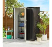 Outsunny Outdoor Storage Shed Steel Garden Shed With Lockable Door In Grey Grey