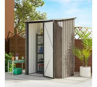 Outsunny Outdoor Storage Shed Steel Garden Shed With Lockable Door In Light Grey Light Grey