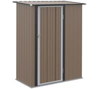 Outsunny Outdoor Storage Shed Steel Garden Shed with Lockable Door Brown