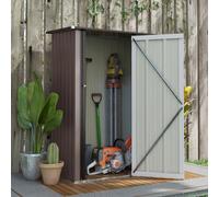Outsunny Outdoor Storage Shed Steel Garden Shed with Lockable Door Brown