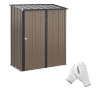 Outsunny Outdoor Steel Storage Shed Steel w/ Lockable Door - Brown, Brown