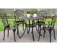 Outsunny 5pc Coffee Table Chairs Outdoor Furniture Set with Parasol Hole, Brown
