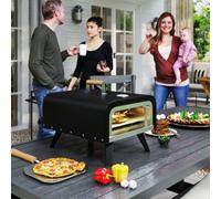 Outsunny Outdoor Tabletop Gas Pizza Oven With 12" Pizza Stone & Peel, Black