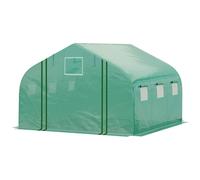 Outsunny 4.5 x 3 x 2m Outdoor Tunnel Greenhouse w/ Roll Up Door 6 Windows Green
