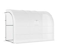 Outsunny Outdoor Walk-In Greenhouse, Plant Nursery with Zippered Doors, PE Cover and 3-Tier Shelves, White, 300 x 150 x 213 cm