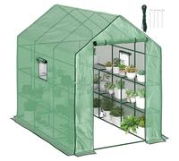 Outsunny Walk-in Greenhouse with 3 Tier 12 Shelves 140 x 213 x 190 cm Green