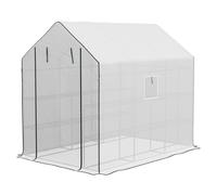 Outsunny Outdoor Walk-In Greenhouse With 3 Tier Shelves In White White