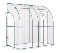 Outsunny Outdoor Walk-In Lean To Wall Tunnel Greenhouse With Zippered Roll Up Door Pvc Cover Sloping Top