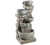 Outsunny Outdoor Water Fountain with LED Lights, 80cm Tall 5 Tiers Cascading Water Feature for Garden Patio Home Decor, Mixed