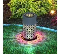 Outsunny Outdoor Waterfall Fountain Water Feature with LED, Light Grey - Dia. 18 x 30H cm - Galvanised Metal - Light Grey