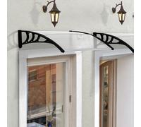 Outsunny Curved Window Door Canopy Aluminium Rigid Plastic Polycarbonate Fixed Outdoor Awning Modern Design UV Water Rain Resist