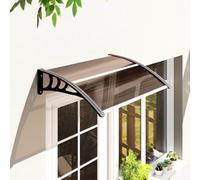 Outsunny Waterproof Curved Window Door Canopy Aluminium Rigid Plastic Polycarbonate Fixed Outdoor Awning Aosom UK