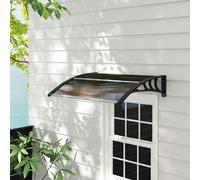 Outsunny Outdoor Window Door Canopy Fixed Awning Porch UV Water Cover Brown, Brown