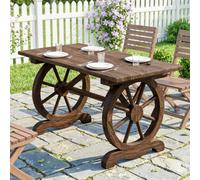 Outsunny Outsuny Outdoor Coffee Table Dining Table Patio Display Desk Natural Fir Wood