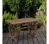 Outsunny Outsuny Outdoor Coffee Table Dining Table Patio Display Desk Natural Fir Wood - Carbonised finish - Fir Wood