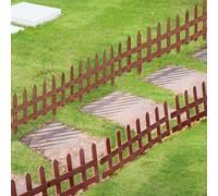 Outsunny 12pk Wooden Plant Border Fence - Brown, Brown