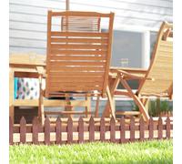 Outsunny Pack of 12 Wooden Plant Border Fence Garden Fixed Picket Fence Brown