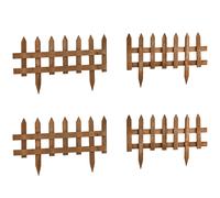 Outsunny Pack of 24 Wooden Border Fences, Garden Fixed Picket Fence for Lawn Edging, Flowerbed, 60L x 1D x 34H cm, Brown