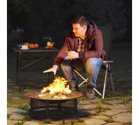 OUTSUNNY Padded Camp Chair Outdoor High Back Folding Recliner with Bag in Black Outsunny Black