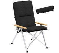 Outsunny Padded Camp Chair Outdoor High Back Folding Recliner With Bag In Black Black
