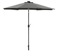 Outsunny 2.7m Garden Parasol Summer Shelter w/ LED Solar Light Crank Tilt Grey | TJ Hughes