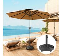 Outsunny Parasol Base with Wheels, Floral Rose Pattern, Black, Black