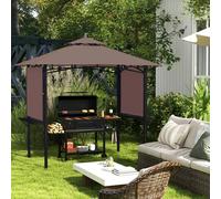 Outsunny Party BBQ Tent Outdoor Camping Patio Canopy Awing Waterproof Coffee - Brown - Polyester, Metal - 245L x 148W x 255Hcm