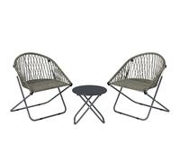 Outsunny Patio Bistro Set, Folding Patio Furniture Set with 2 Chairs and Table, Grey