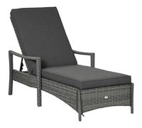 Outsunny Patio Dual Rattan Wicker Sun Lounger W/ 5-Level Adjustable Headrest