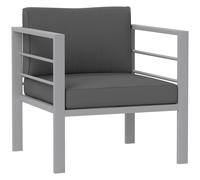 Outsunny Patio Furniture Aluminium Armchair, All-Weather Outdoor Single Sofa, Metal Frame Outdoor Chair with Cushions for Garden, Balcony, Charcoal Grey