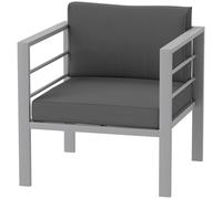 Outsunny Patio Furniture Aluminium Armchair With Cushions, Charcoal Grey