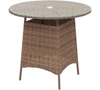 (Brown) Outsunny Patio Furniture Rattan Garden Table with Umbrella Hole