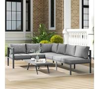 Outsunny Patio Furniture Set Adjustable Backrest L-Shaped Dark Grey Dark Grey