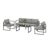 Outsunny Patio Furniture Set Aluminium Frame Dark Grey Dark Grey