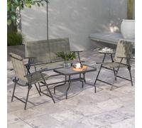 Outsunny Patio Furniture Set, Garden Set w/ Table, Foldable Chairs, a Loveseat