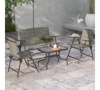 Outsunny Patio Furniture Set, Garden Set W/ Table, Foldable Chairs, A Loveseat