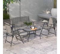 Outsunny Patio Furniture Set, Garden Set w/ Table, Foldable Chairs, a Loveseat