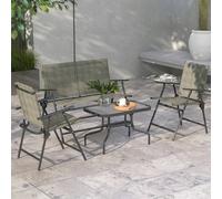 Outsunny Patio Furniture Set, Garden Set w/ Table, Foldable Chairs, a Loveseat