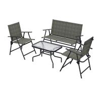 Outsunny Patio Furniture Set, Garden Set W/ Table, Foldable Chairs, A Loveseat In Brown Brown