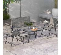 Outsunny Patio Furniture Set, Garden Set w/ Table, Foldable Chairs, a Loveseat
