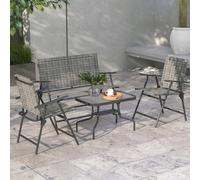 Outsunny Patio Furniture Set, Garden Set with Table, Foldable Chairs, a Loveseat