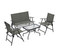 Outsunny Patio Furniture Set, Garden Set w/ Table, Foldable Chairs, a Loveseat