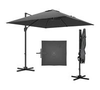 Outsunny Patio Offset Parasol Umbrella, Cross Base Included, Weights Required - Dark Grey Aosom UK