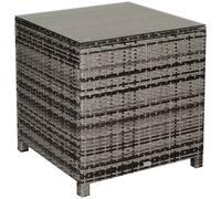 Outsunny Side Table Furniture Tempered Glass Garden Patio Wicker Mixed Grey