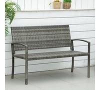 Outsunny Patio Rattan 2 Seater Garden Bench Love Seater Garden Armchair In Grey Grey