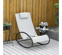 Outsunny Patio Rocking Chair Orbital Zero Gravity Seat Pool Chaise W/ Pillow In Grey Grey