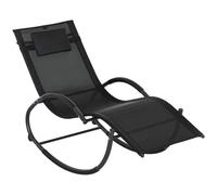 Outsunny Patio Rocking Lounge Chair Zero Gravity Chaise w/ Padded Pillow Black