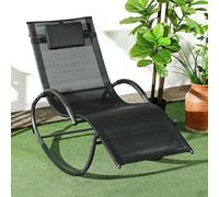 Outsunny Patio Rocking Lounge Chair Zero Gravity Chaise W/ Padded Pillow Black