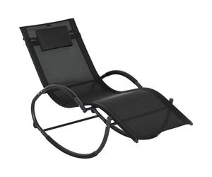 Outsunny Patio Rocking Lounge Chair Zero Gravity Chaise w/ Padded Pillow Black